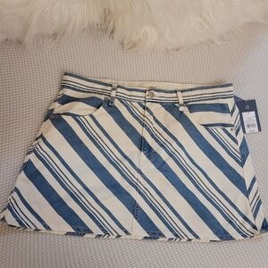 Universal Thread Blue and White Diagonal Striped Mini Skirt